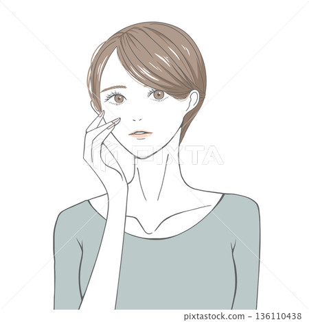 一位手托右臉頰的女子（棕色頭髮） 136110438