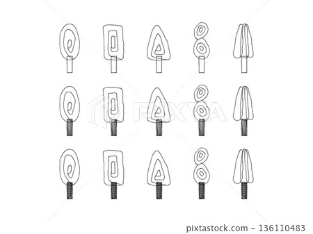 Simple and stylish tree hand-drawn illustration set 5 Simple and stylish tree hand-drawn illustration set 5 136110483