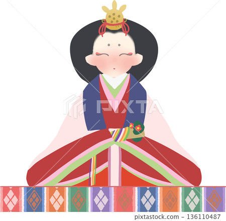 雛祭日式風格的雛人偶向量插圖 雛祭日式風格的雛人偶向量插圖 136110487