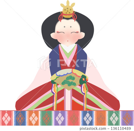 雛祭日式風格的雛人偶向量插圖 雛祭日式風格的雛人偶向量插圖 136110489