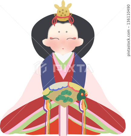 Hinamatsuri Japanese style vector illustration of Hina dolls 136110490