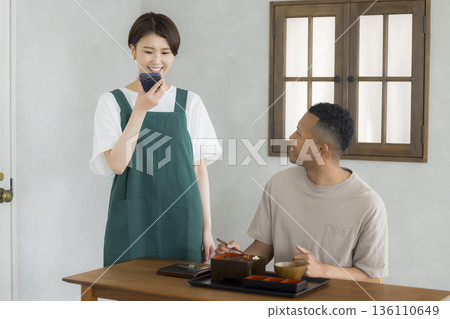 Foreign man enjoying Japanese food Foreign man enjoying Japanese food 136110649