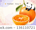 Cute orange and panda illustration postcard 136110721