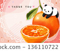 Cute orange and panda illustration postcard 136110722