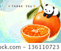 Cute orange and panda illustration postcard 136110723