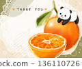 Cute orange and panda illustration postcard 136110726