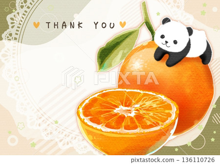 Cute orange and panda illustration postcard 136110726
