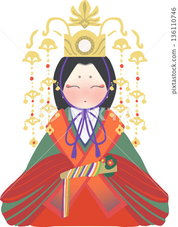 雛祭日式風格的雛人偶向量插圖 雛祭日式風格的雛人偶向量插圖 136110746