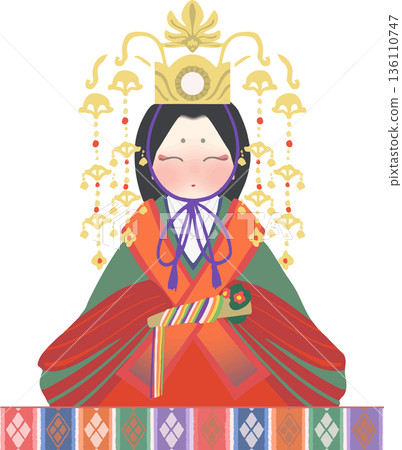 雛祭日式風格的雛人偶向量插圖 雛祭日式風格的雛人偶向量插圖 136110747