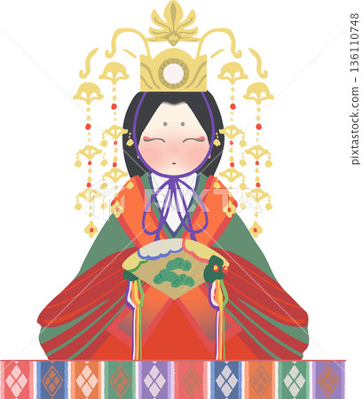 雛祭日式風格的雛人偶向量插圖 雛祭日式風格的雛人偶向量插圖 136110748