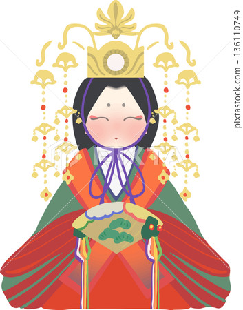 雛祭日式風格的雛人偶向量插圖 雛祭日式風格的雛人偶向量插圖 136110749