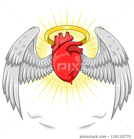 Realistic Winged Heart in Full Color 136110770