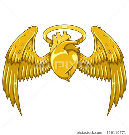 Winged Heart in Luxurious Bright Gold 136110771