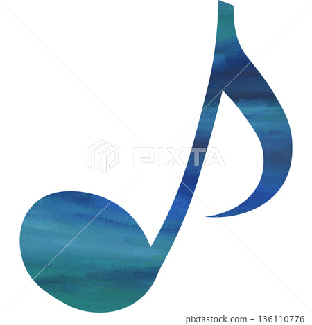 Beautiful watercolor illustration of an eighth note image Beautiful watercolor illustration of an eighth note image 136110776
