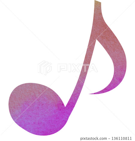 Beautiful watercolor illustration of an eighth note image 136110811