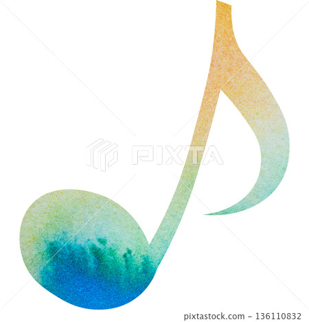 Beautiful watercolor illustration of an eighth note image Beautiful watercolor illustration of an eighth note image 136110832