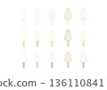 Simple and stylish tree hand-drawn illustration set 6 (color) 136110841