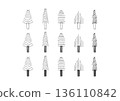 Simple and stylish tree hand-drawn illustration set 7 136110842