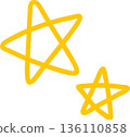 A star drawn in one stroke with a yellow line. Handwritten in one stroke. Vector illustration material 136110858