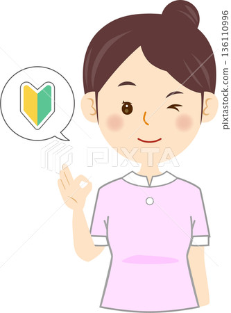 一位帶有新手標記的美容師插圖 - 美容醫療人員 一位帶有新手標記的美容師插圖 - 美容醫療人員 136110996