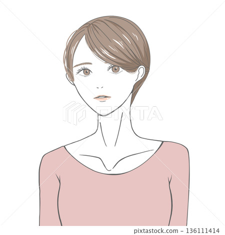 A woman looking straight ahead (brown hair) A woman looking straight ahead (brown hair) 136111414