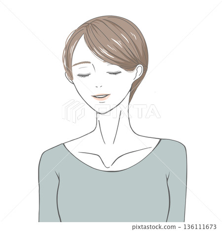 Woman with eyes closed (brown hair) 136111673