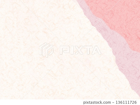 Japanese paper background material, pink and beige torn paper, cherry blossom texture, pastel color, traditional Japanese background, copy 136111726