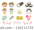 Cute Setsubun illustration material set 136111729