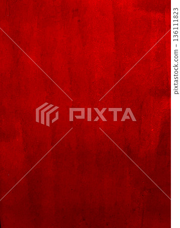 Abstract red textured background with grain noise and uneven surface. Minimal design and visual background concept for design and print. Surface painted with a roller. 136111823