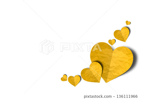 yellow paper hearts crumpled isolated on transparent background. Valentine's day. yellow paper hearts crumpled isolated on transparent background. Valentine's day. 136111966