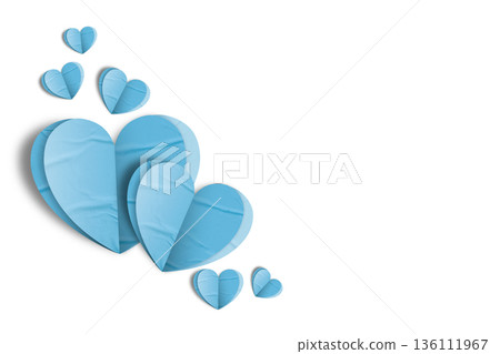 Light blue paper hearts crumpled isolated on transparent background. Valentine's day. Light blue paper hearts crumpled isolated on transparent background. Valentine's day. 136111967