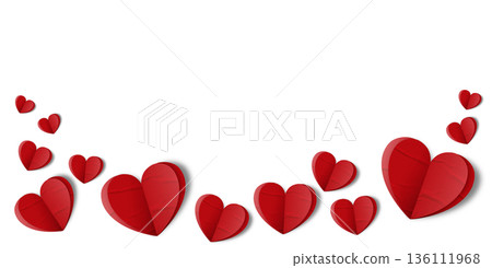 red paper hearts crumpled isolated on transparent background. Valentine's day. red paper hearts crumpled isolated on transparent background. Valentine's day. 136111968