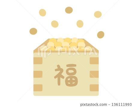 可愛的節分插畫－撒豆幸運豆 136111993