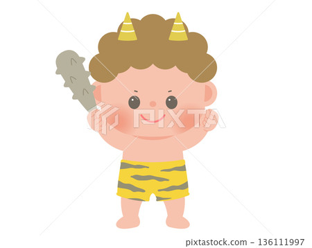 Cute Setsubun illustration_Red demon whole body 136111997