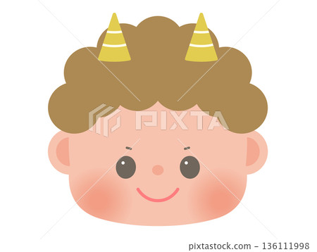 Cute Setsubun illustration_Red demon face Cute Setsubun illustration_Red demon face 136111998