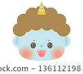 Cute Setsubun illustration_Blue demon face 136112198