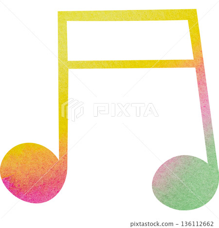 Beautiful watercolor illustration of a sixteenth note icon Beautiful watercolor illustration of a sixteenth note icon 136112662