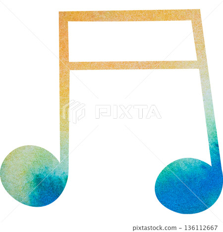 Beautiful watercolor illustration of a sixteenth note icon Beautiful watercolor illustration of a sixteenth note icon 136112667
