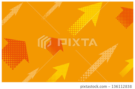 橙色背景上有一個向上傾斜的箭頭，象徵成長和上升 136112838