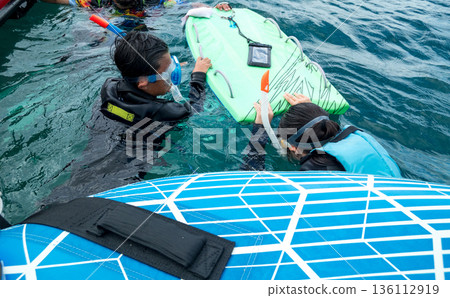 snorkeling, younger, baby boy 136112919