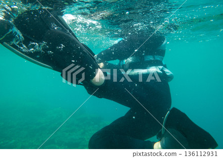 snorkeling, foot, underfoot 136112931