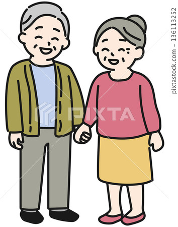 Senior couple connecting hands 136113252