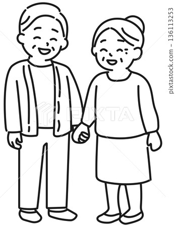 Senior couple connecting hands 136113253