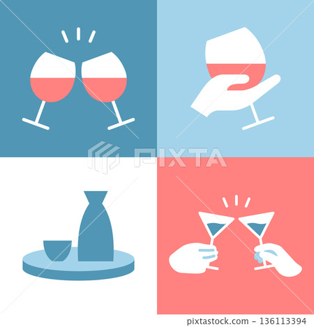 Alcohol three-color icon set Alcohol three-color icon set 136113394