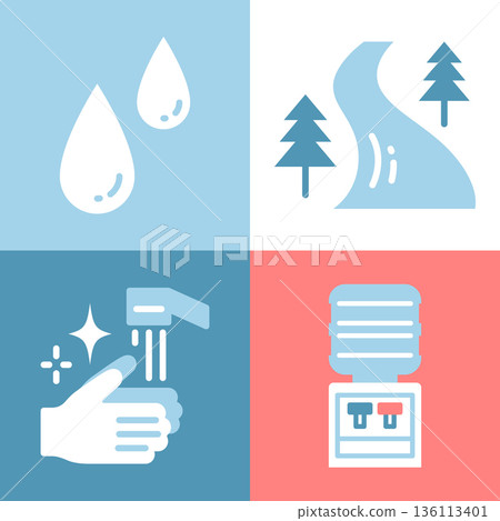 Water three-color icon set 136113401