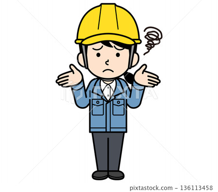 A confused female site supervisor wearing a helmet 136113458