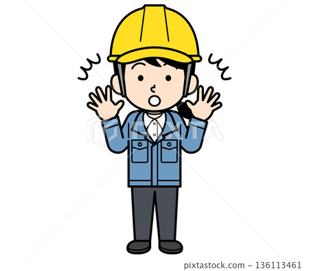 A surprised female site supervisor wearing a helmet A surprised female site supervisor wearing a helmet 136113461