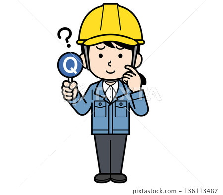 A female site supervisor wearing a helmet holding a Q tag 136113487