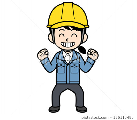 A smiling, energetic female site supervisor wearing a helmet 136113493