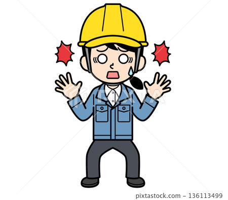 A surprised female site supervisor wearing a helmet A surprised female site supervisor wearing a helmet 136113499